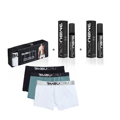 MULTI-COLORED TRUNKS SET 1 + MAN-PARTS & BODY SPRAY x 2 BMBU CRU BmbuCru GIFT SET